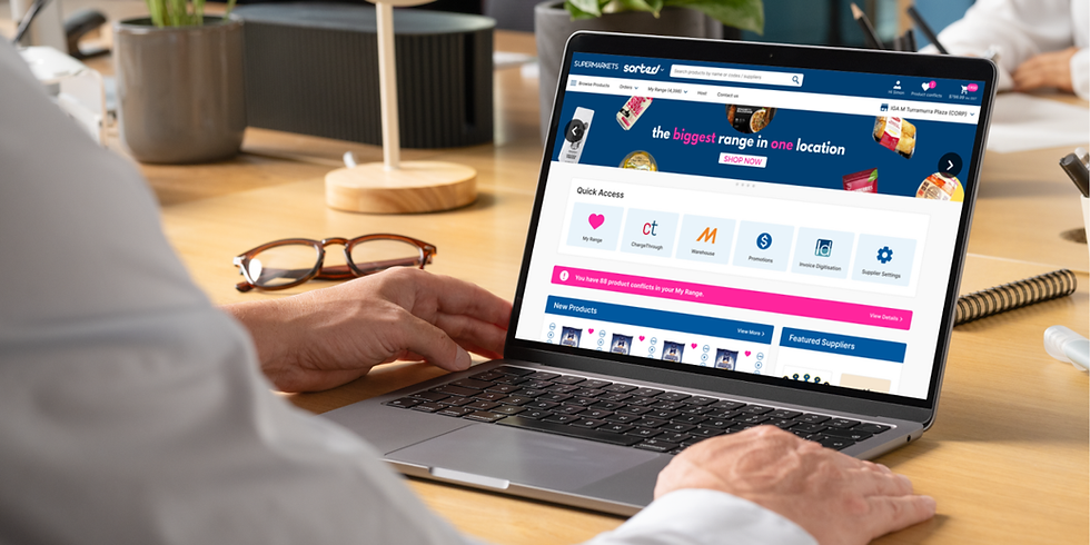 Close up of person using Sorted marketplace on a laptop